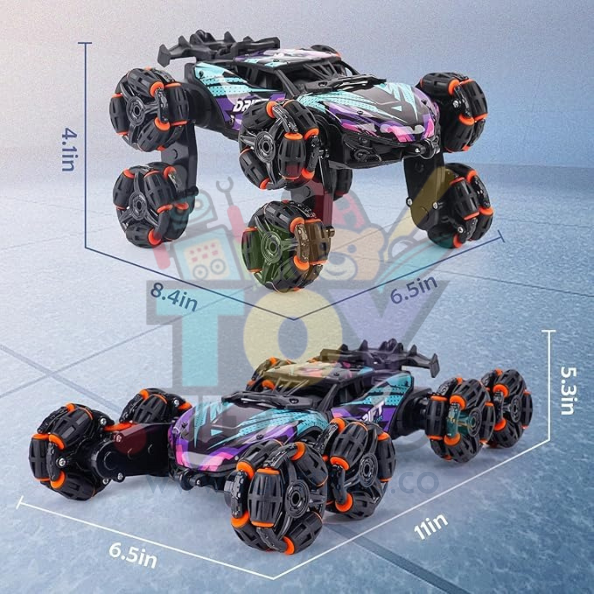 8-Wheel RC Stunt Car – Gesture Controlled 360° Rotation Car