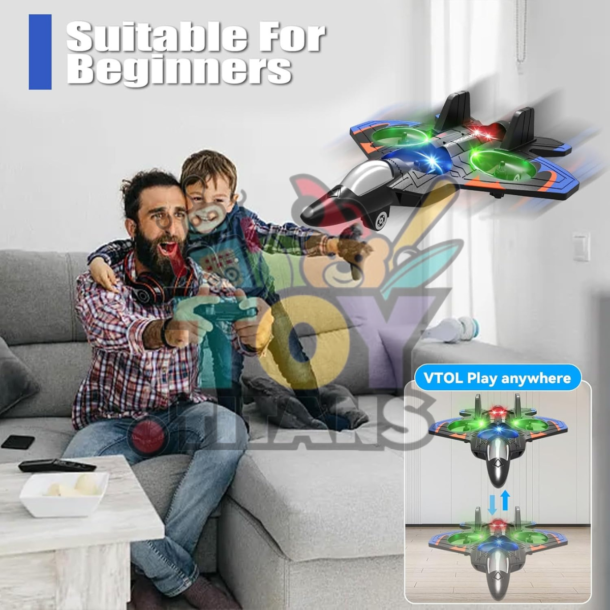 4DRC V32 Remote Control Fighter Jet – Foam RC Airplane with LED Lights & 360° Stunts