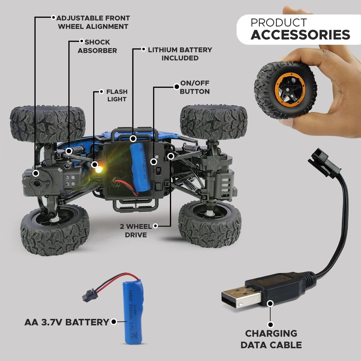 Smoke Rock Crawler RC Car – 4WD Alloy Off-Road Monster Truck