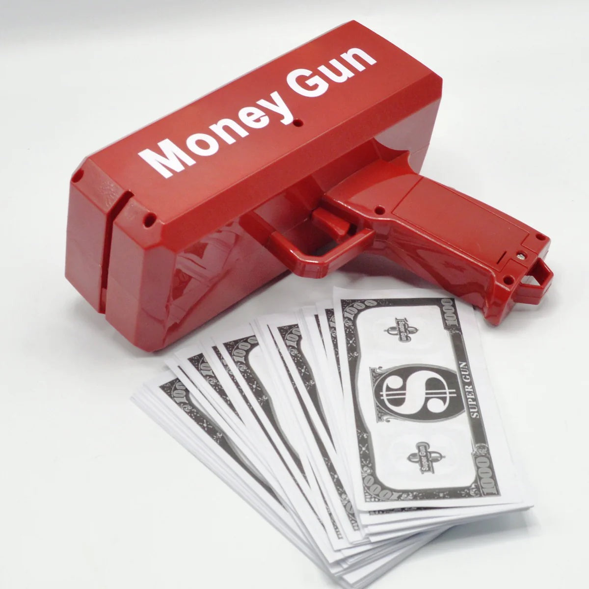 Supreme Money Gun Machine – Cash Shooting Money Gun with 100 Pcs Fake Money for Parties & Events