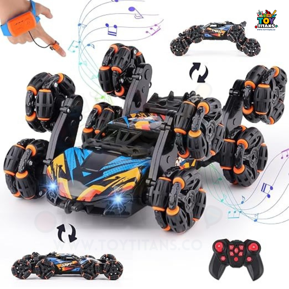8-Wheel RC Stunt Car – Gesture Controlled 360° Rotation Car
