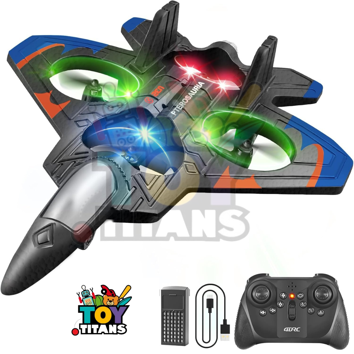 4DRC V32 Remote Control Fighter Jet – Foam RC Airplane with LED Lights & 360° Stunts