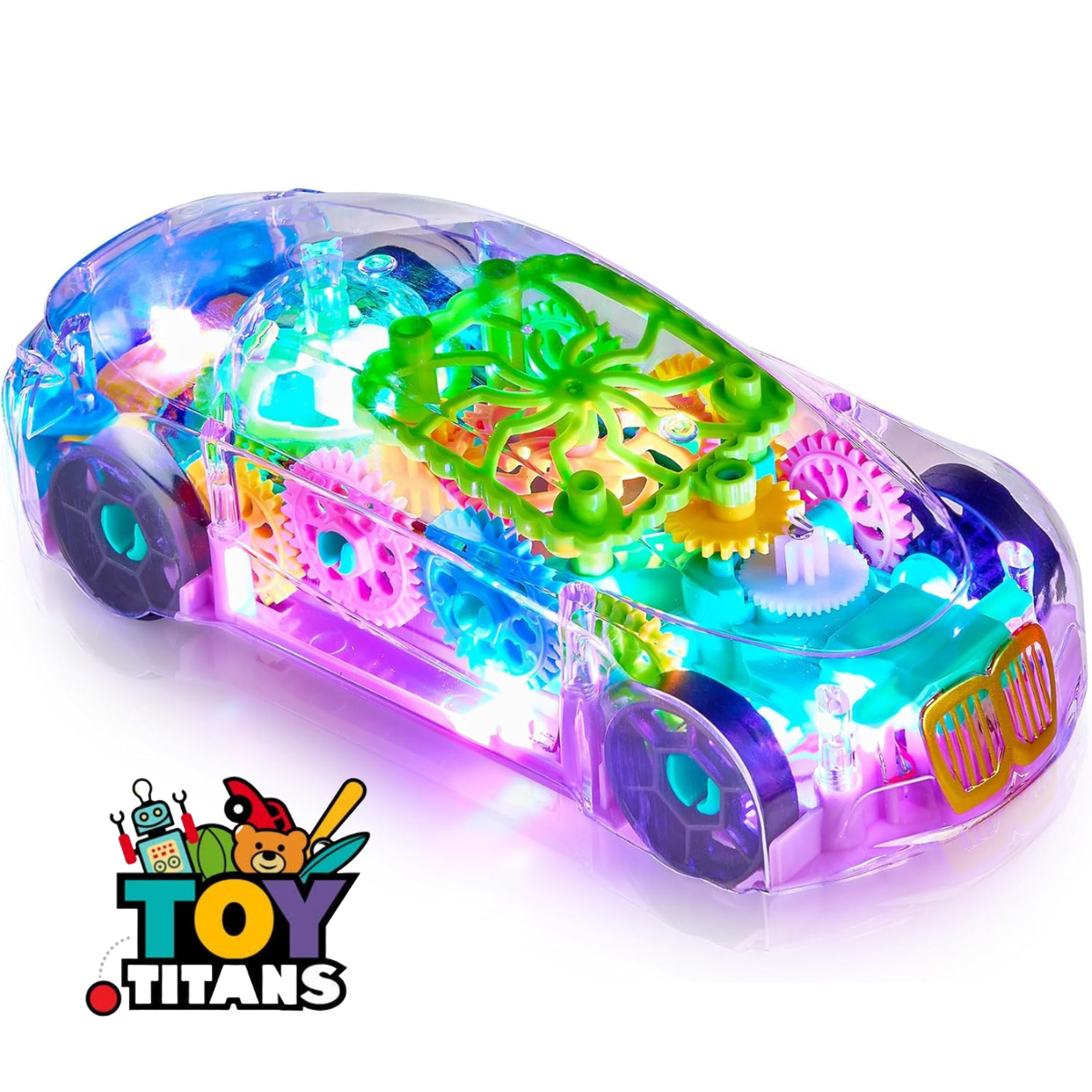 Light-Up Transparent Car Toy – Bump & Go Musical LED Car
