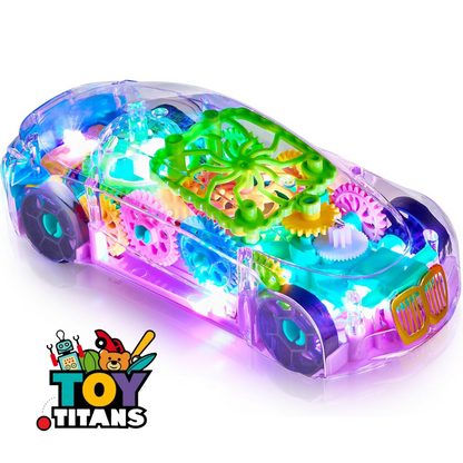 Light-Up Transparent Car Toy – Bump & Go Musical LED Car