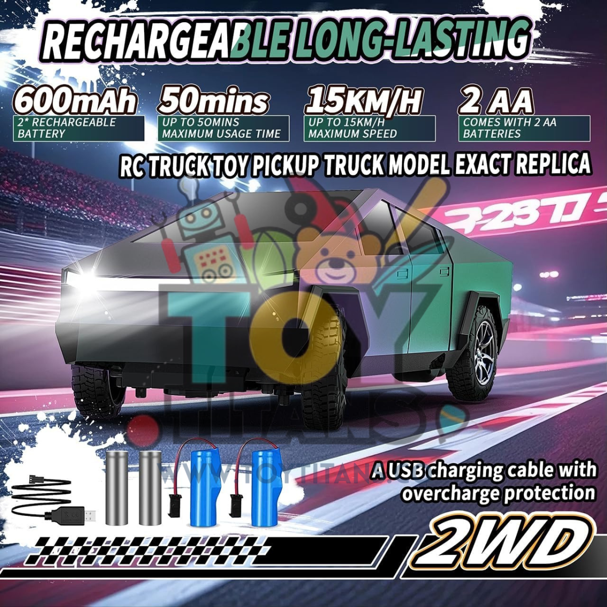 RC Cyber Pickup Truck – All-Terrain High-Speed Toy Vehicle