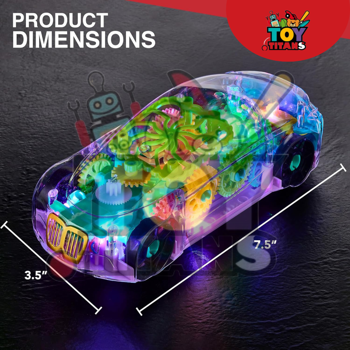 Light-Up Transparent Car Toy – Bump & Go Musical LED Car