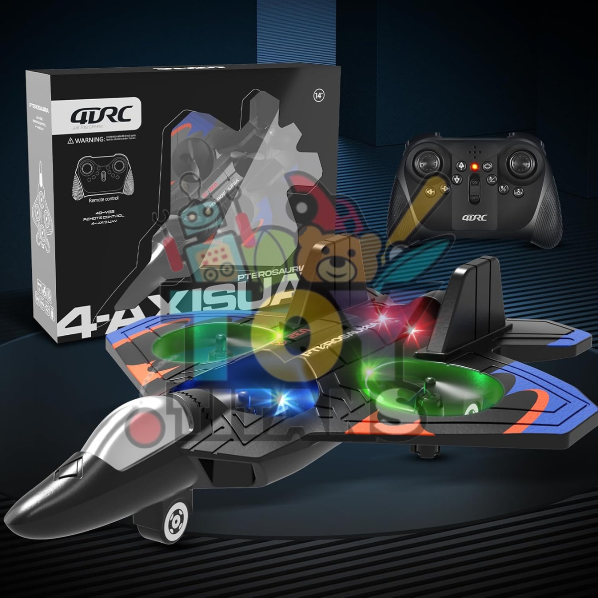 4DRC V32 Remote Control Fighter Jet – Foam RC Airplane with LED Lights & 360° Stunts