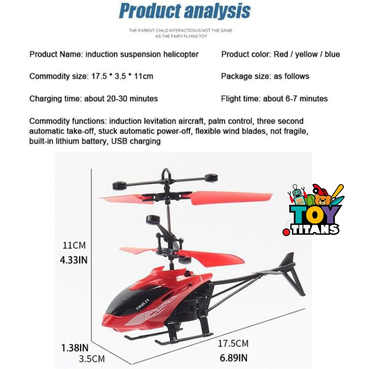 Gesture Sensing RC Helicopter – Rechargeable LED Flying Toy