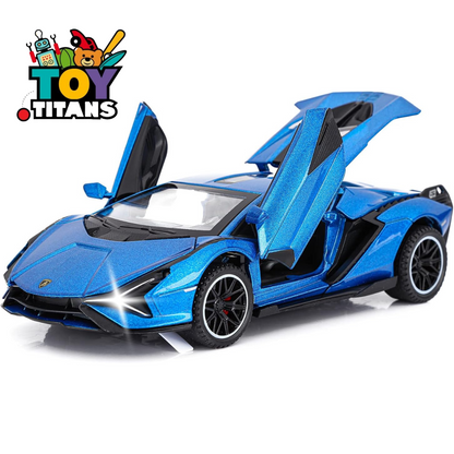 Lamborghini Sian Diecast Metal Toy Car – Pull Back Model with Lights & Sound