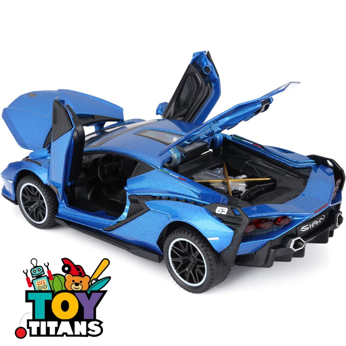 Lamborghini Sian Diecast Metal Toy Car – Pull Back Model with Lights & Sound