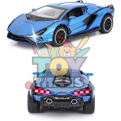 Lamborghini Sian Diecast Metal Toy Car – Pull Back Model with Lights & Sound