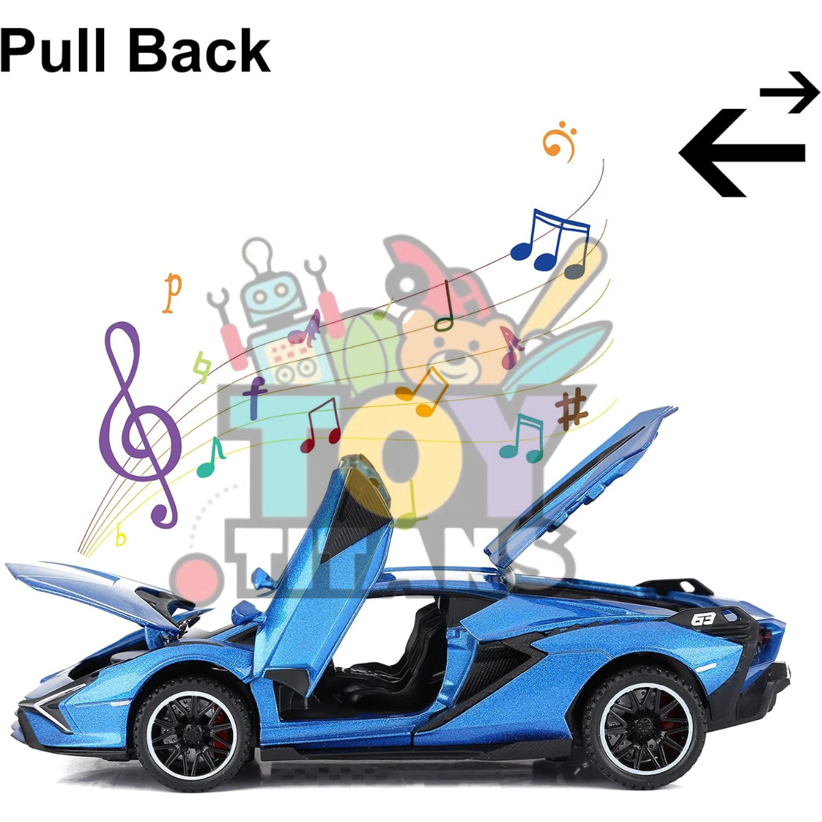 Lamborghini Sian Diecast Metal Toy Car – Pull Back Model with Lights & Sound