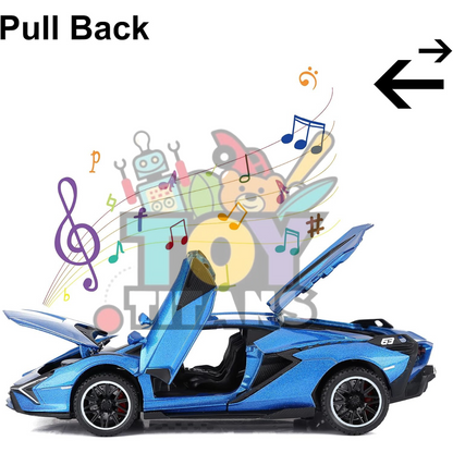 Lamborghini Sian Diecast Metal Toy Car – Pull Back Model with Lights & Sound