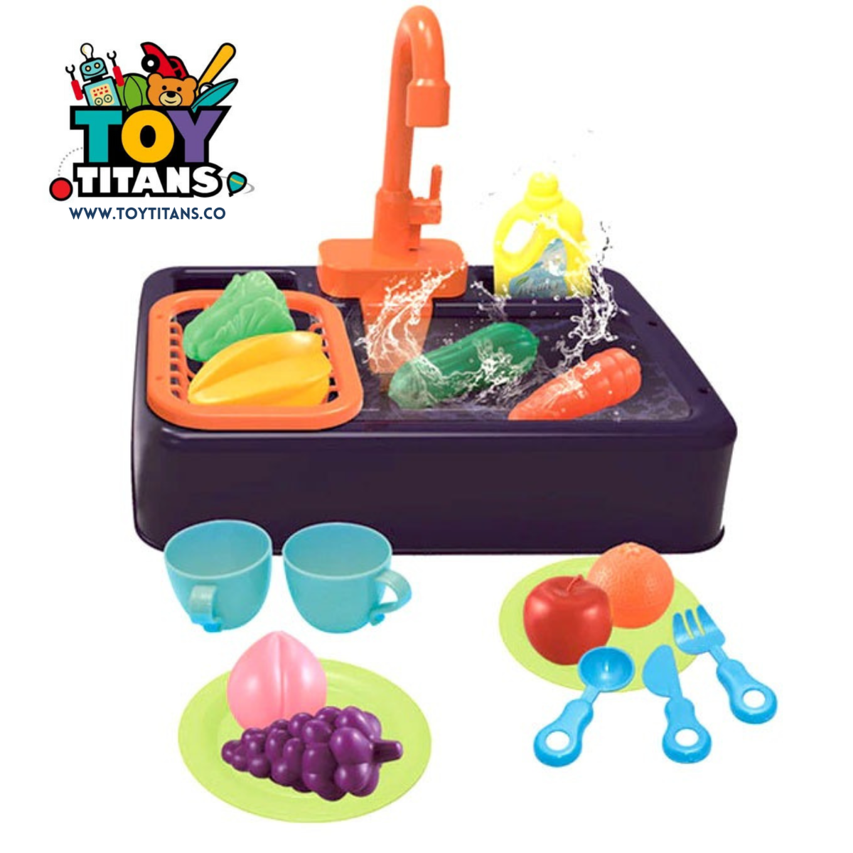 Electric Dishwasher Play Set – 19-Piece Kids Kitchen Sink Toy