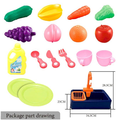 Electric Dishwasher Play Set – 19-Piece Kids Kitchen Sink Toy