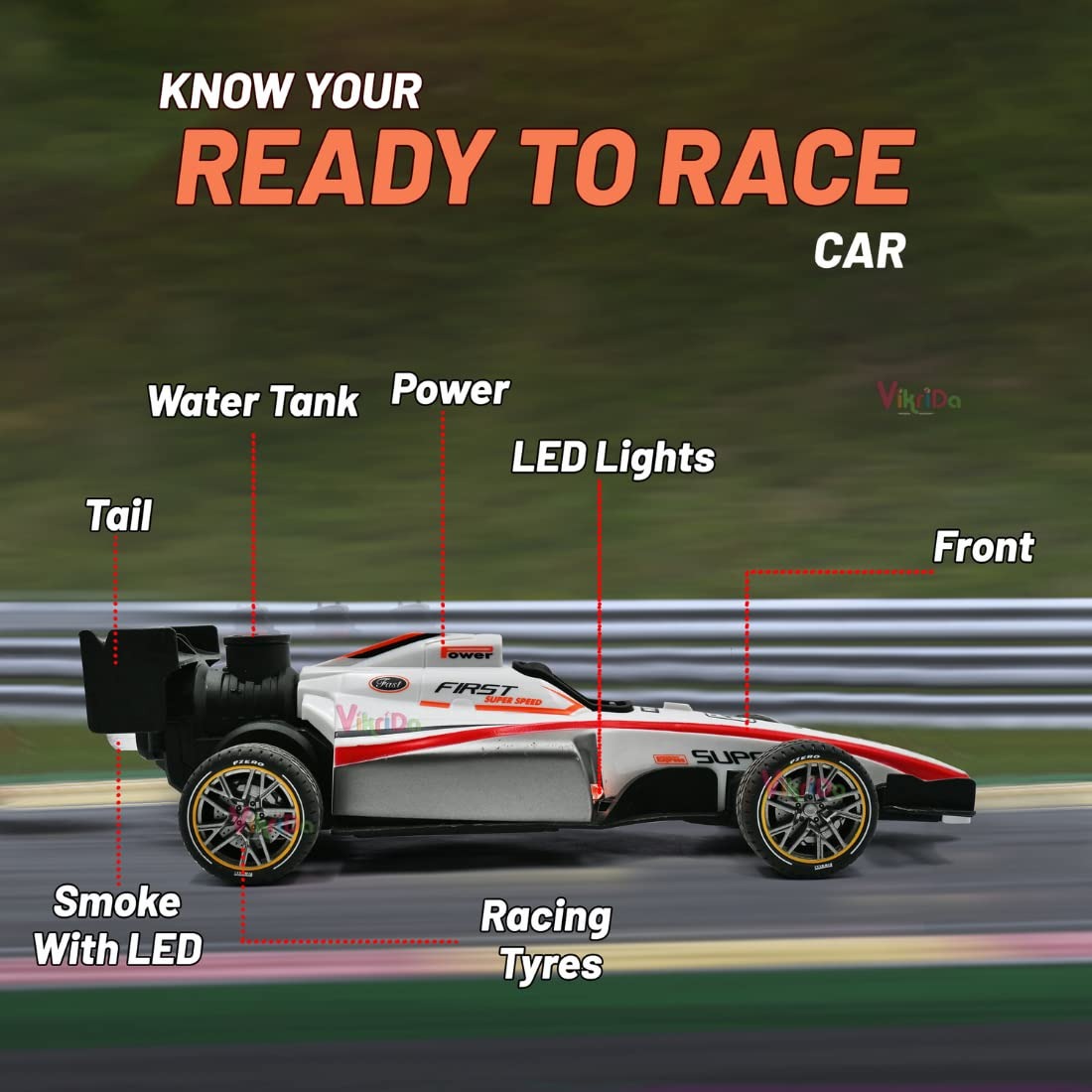 High Speed RC Car Remote Control 2WD F1 Car for Boys Smoke Spray Remote Car
